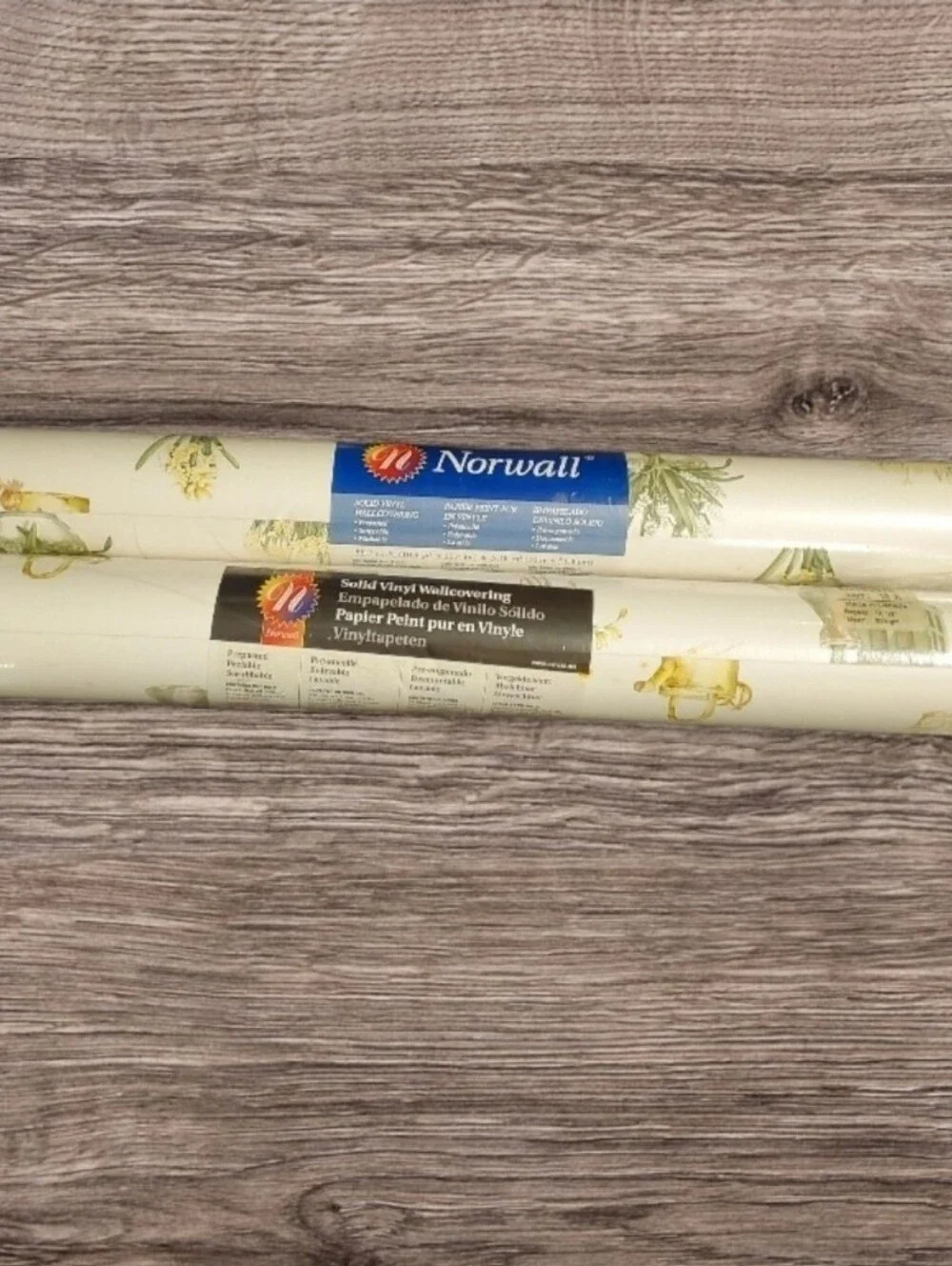 2 Vintage Wallpapers Norwall Country Floral Botanical Vinyl Wallcovering Rolls